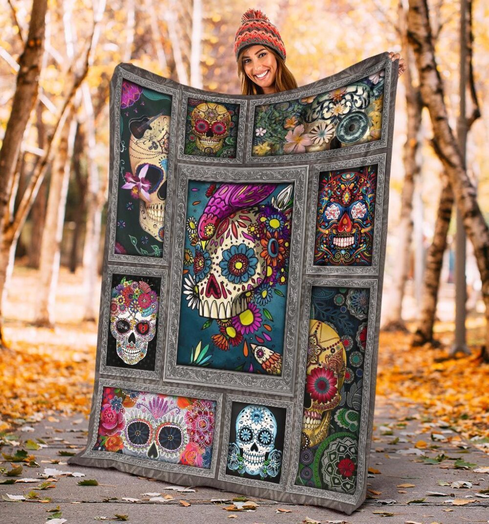 Sugar Skull Fleece Blanket Funny Gift Idea