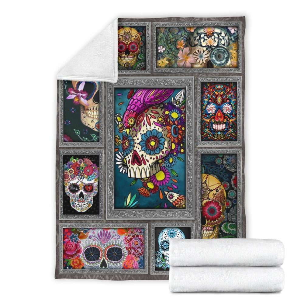 Sugar Skull Fleece Blanket Funny Gift Idea