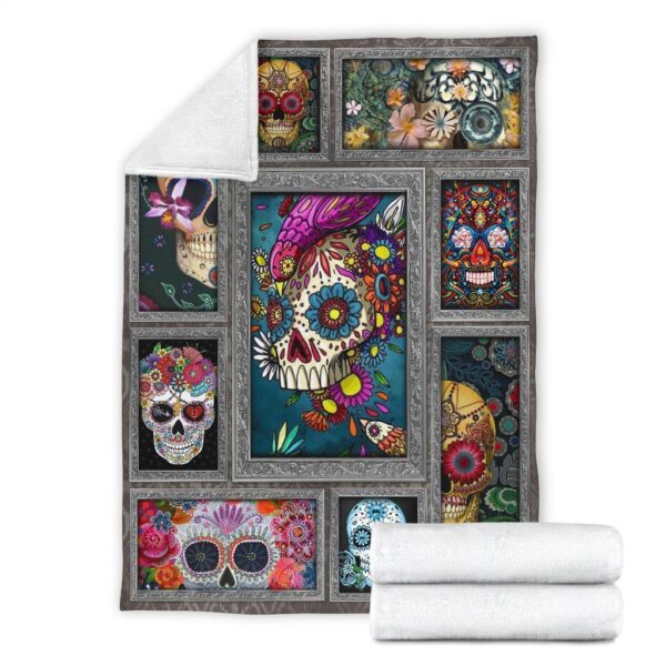 sugar skull fleece blanket funny gift idea ndcl5