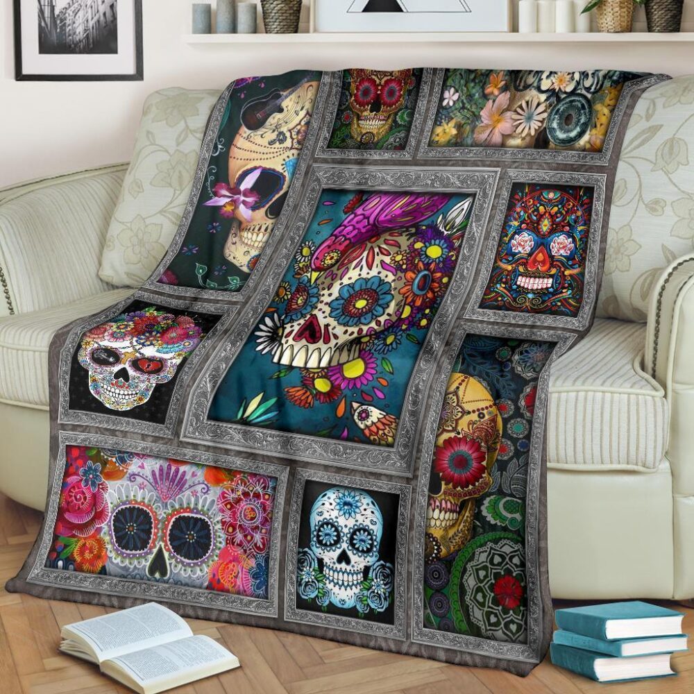 Sugar Skull Fleece Blanket Funny Gift Idea