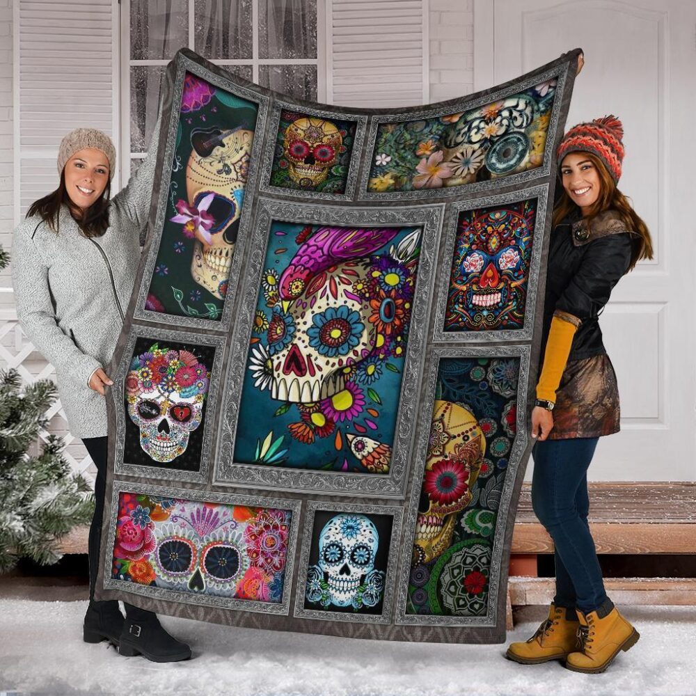 Sugar Skull Fleece Blanket Funny Gift Idea