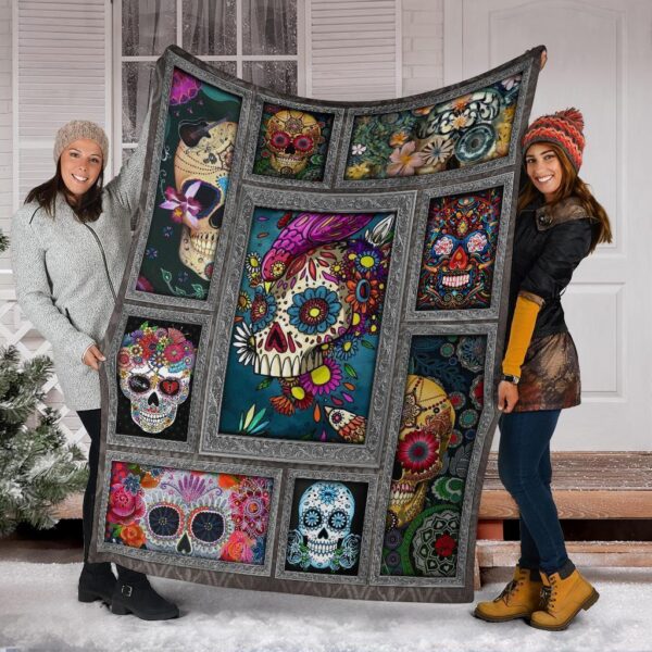 sugar skull fleece blanket funny gift idea uxkwh