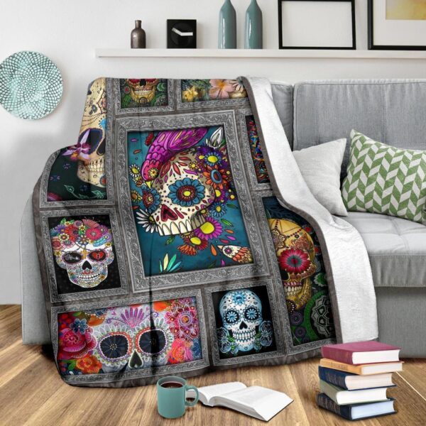 sugar skull fleece blanket funny gift idea ykfng