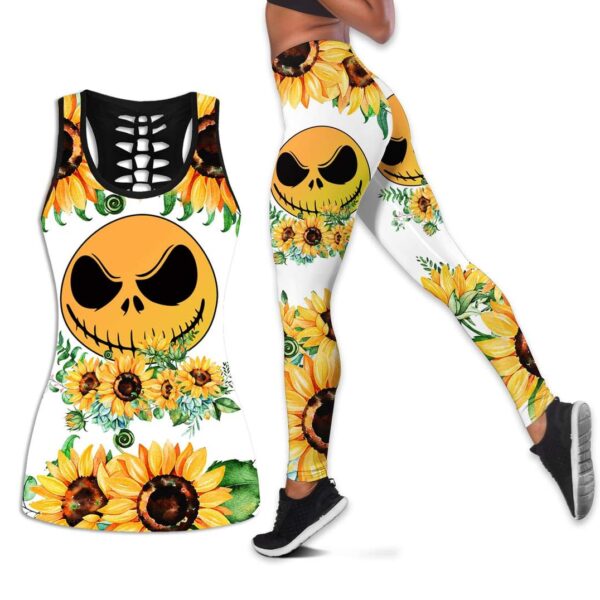 Sunflower Jack Skellington Face Tank Top Legging Set Outfit | CTLJS63