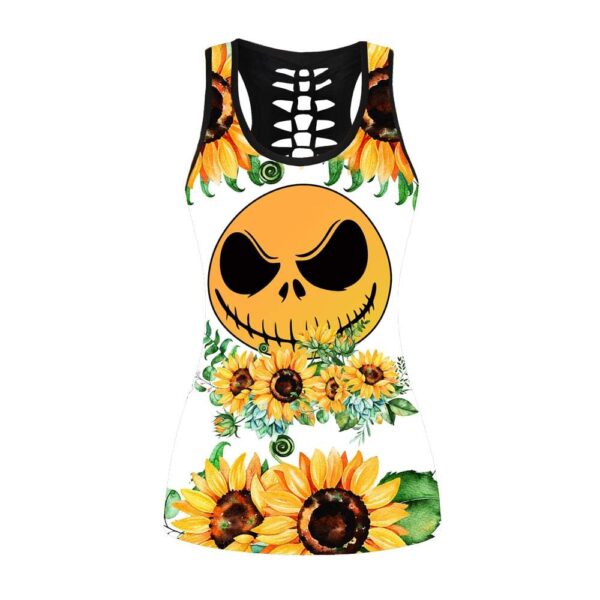 sunflower jack skellington face tank top legging set outfit 3d all over print s 5xl full size ctljs63 sntob