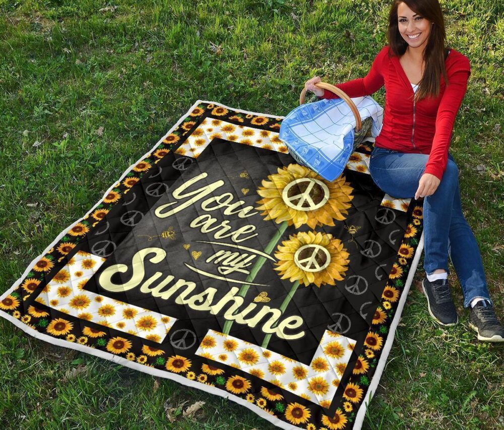 Sunflower You are my Sunshine Quilt Blanket Gift Idea