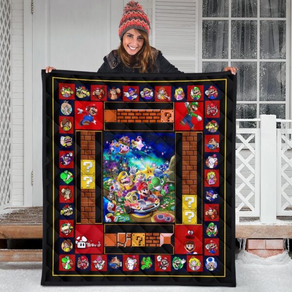 super mario quilt blanket funny gift idea for video game fan crrwm