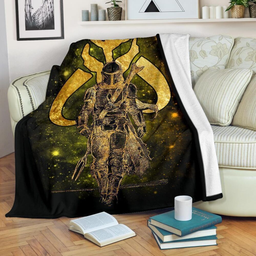 The Mandalorian Fleece Blanket Bounty Hunter Golden