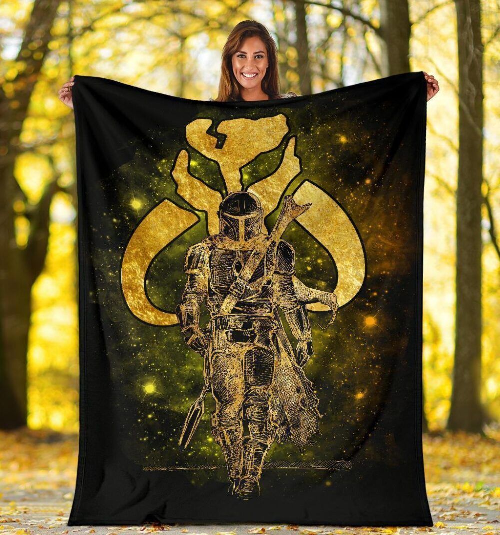 The Mandalorian Fleece Blanket Bounty Hunter Golden