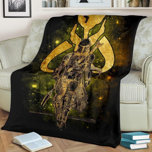 the mandalorian fleece blanket bounty hunter golden sxypj