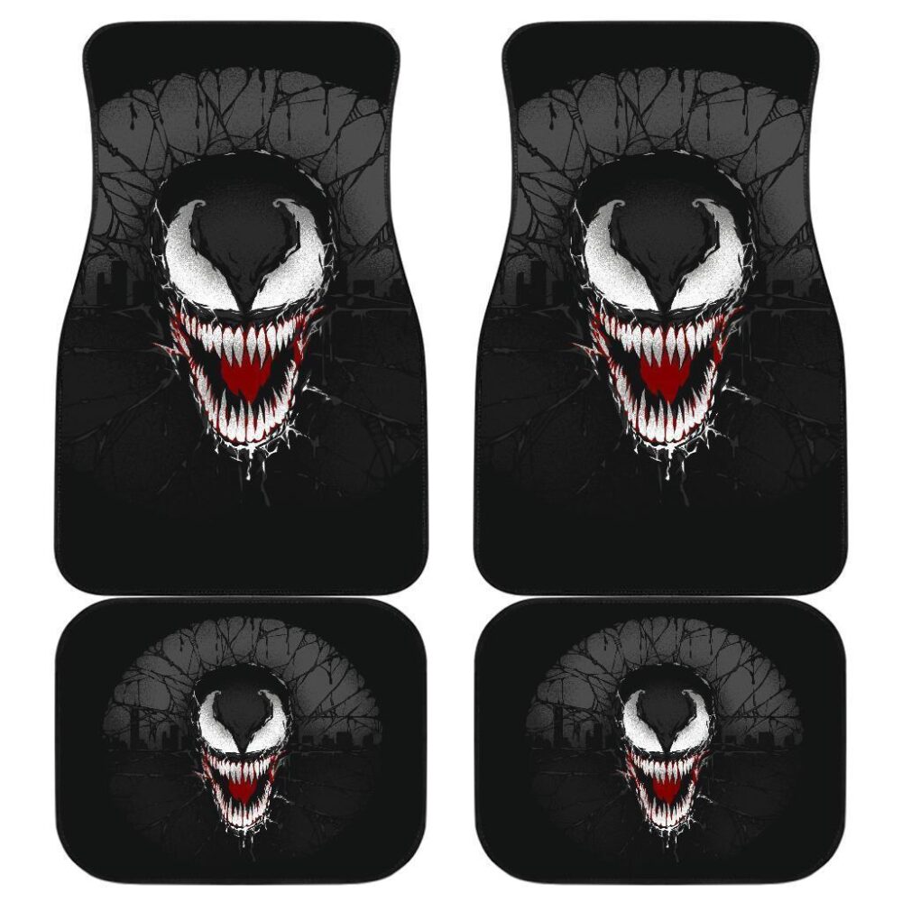 Venom Draw Cartoon Black & White Car Floor Mats