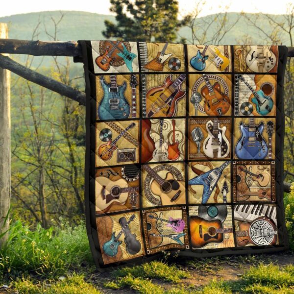 vintage guitar quilt blanket amazing gift idea for guitar lover bq51p