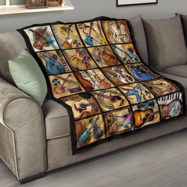 vintage guitar quilt blanket amazing gift idea for guitar lover ishk4