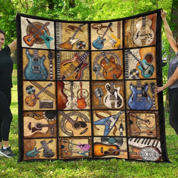 vintage guitar quilt blanket amazing gift idea for guitar lover ofthl