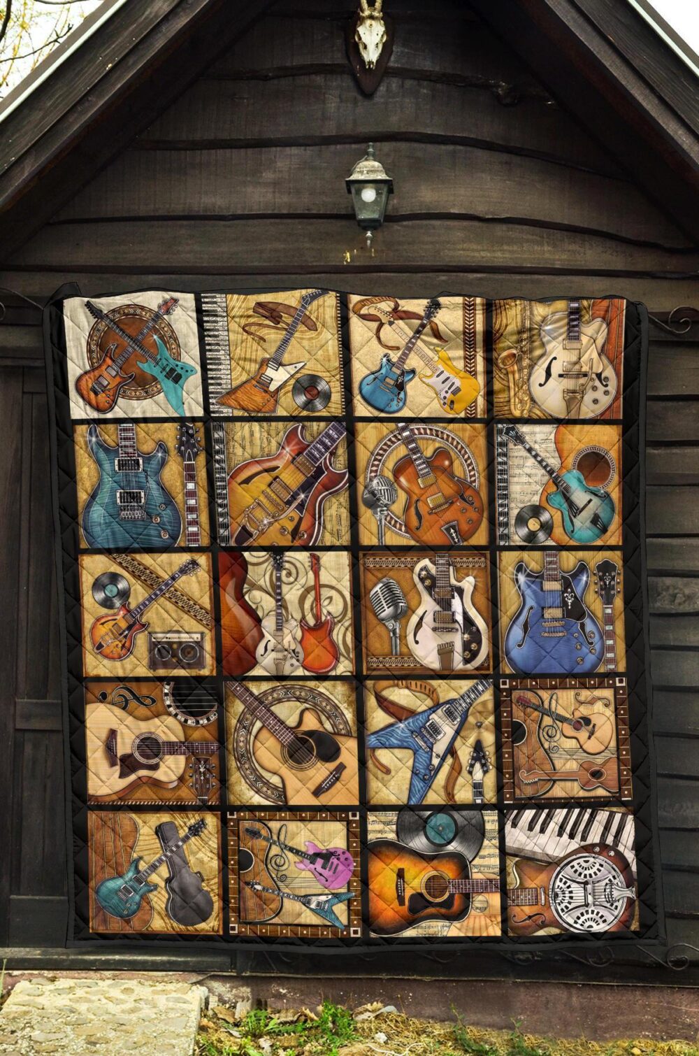 Vintage Guitar Quilt Blanket Amazing Gift Idea For Guitar Lover