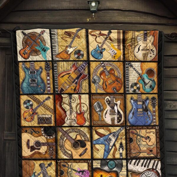 vintage guitar quilt blanket amazing gift idea for guitar lover w7itm