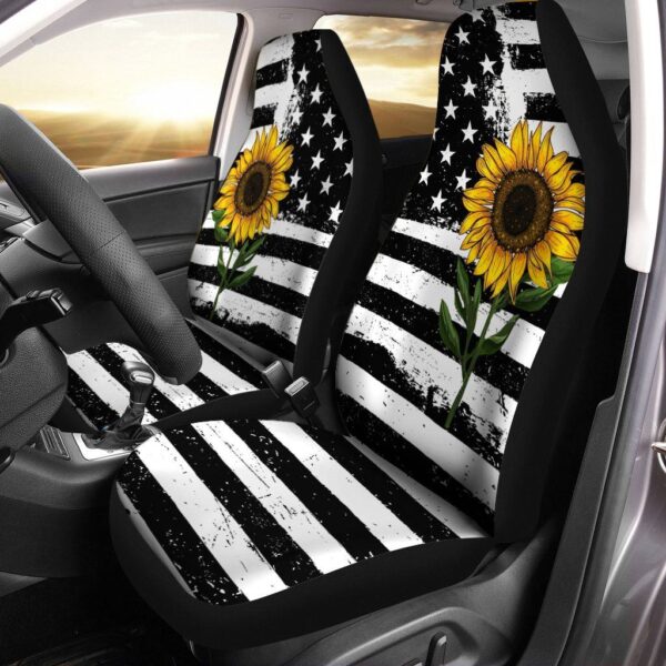 vintage sunflower american flag car seat covers yof81