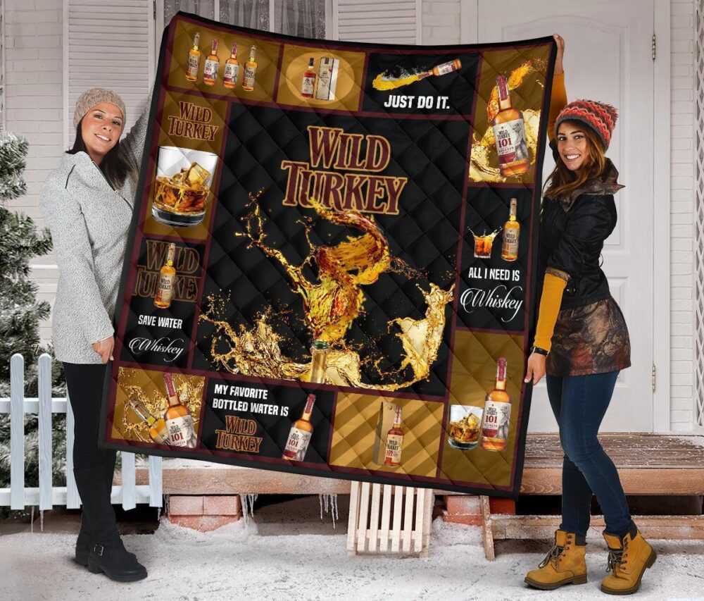 Wild Turkey Quilt Blanket All I Need Is Whisky Gift Idea