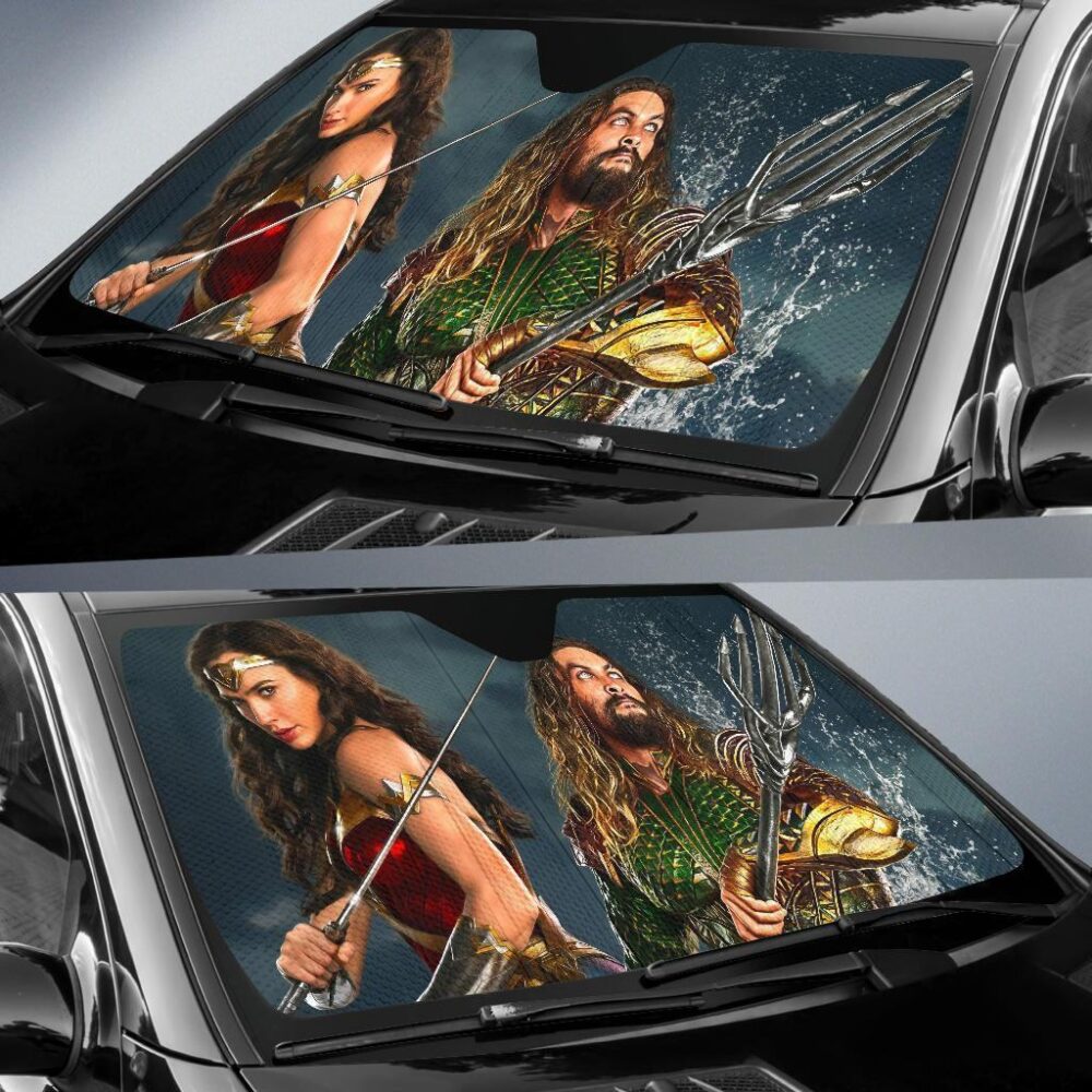 Wonder Woman & Aquaman Auto Sun Shade For Fan