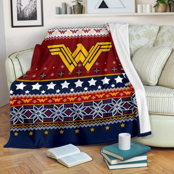 wonder woman signal ugly christmas custom blanket home decor vtddw