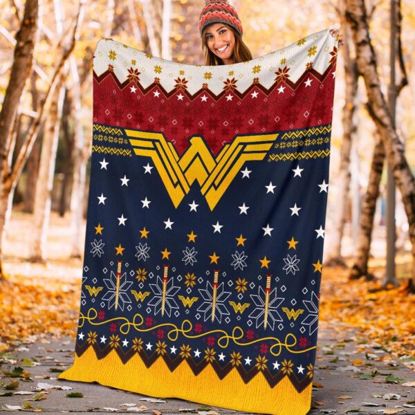 wonder woman ugly christmas custom blanket home decor 461pe