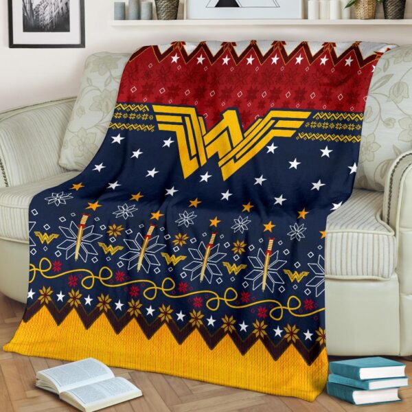 wonder woman ugly christmas custom blanket home decor abao5