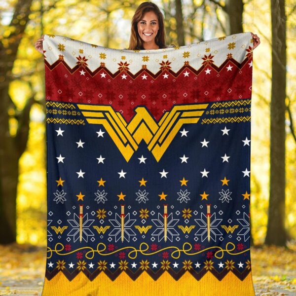 wonder woman ugly christmas custom blanket home decor totky