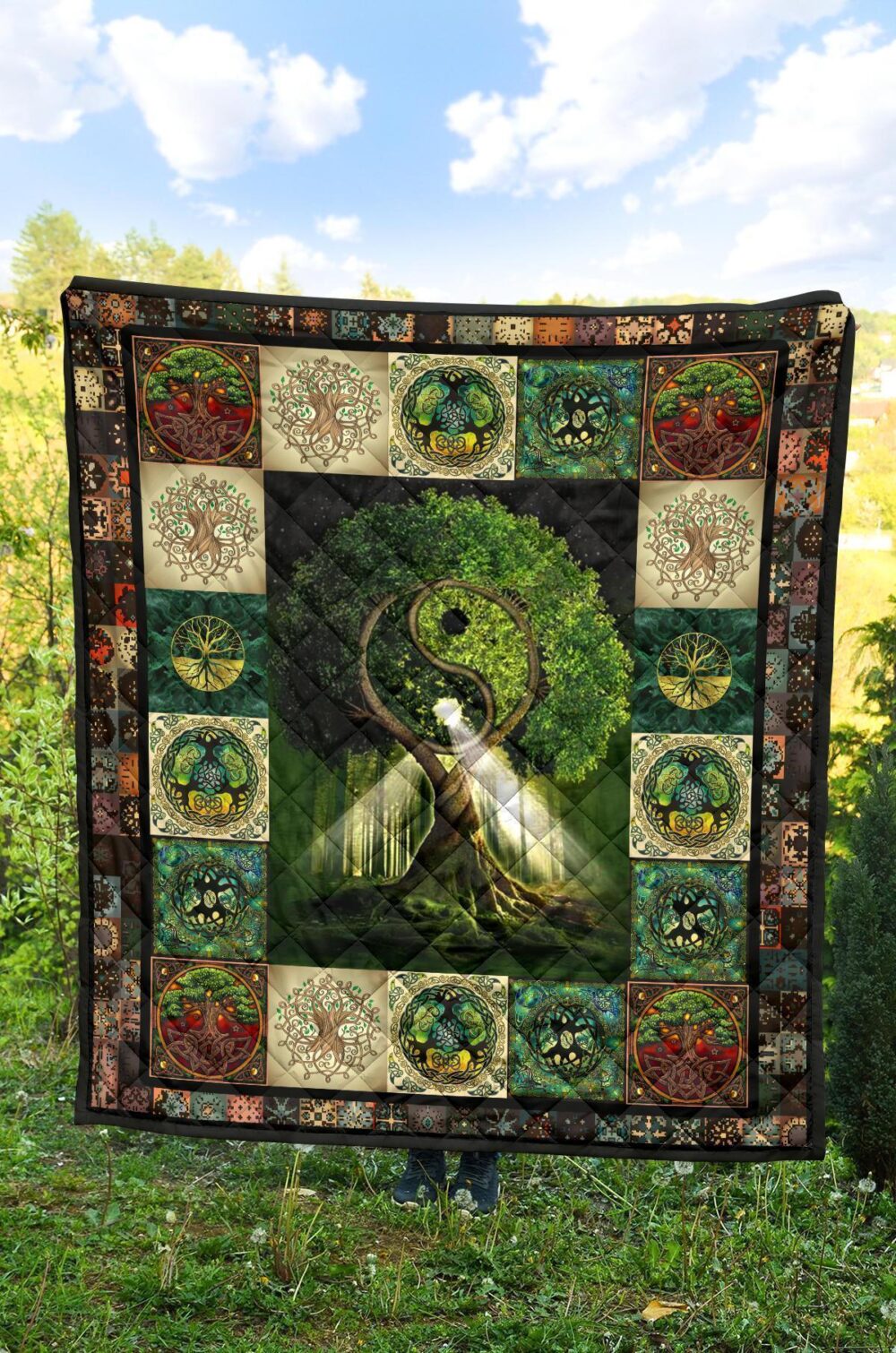 Yin Yang Tree of Life Quilt Blanket For Yoga Lover