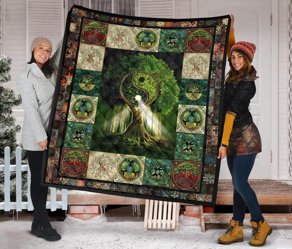 Yin Yang Tree of Life Quilt Blanket For Yoga Lover