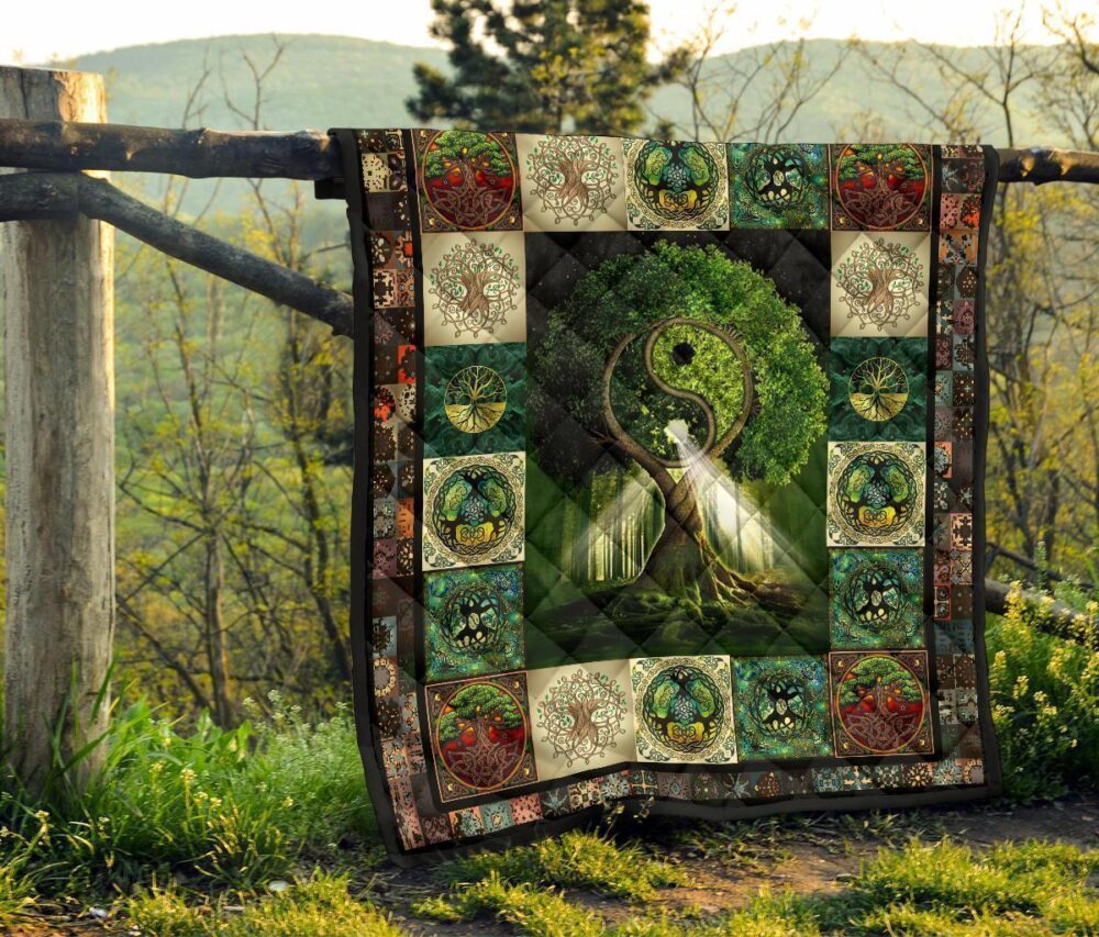 Yin Yang Tree of Life Quilt Blanket For Yoga Lover