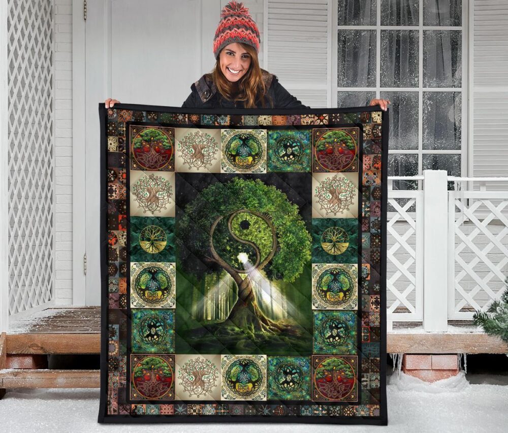 Yin Yang Tree of Life Quilt Blanket For Yoga Lover