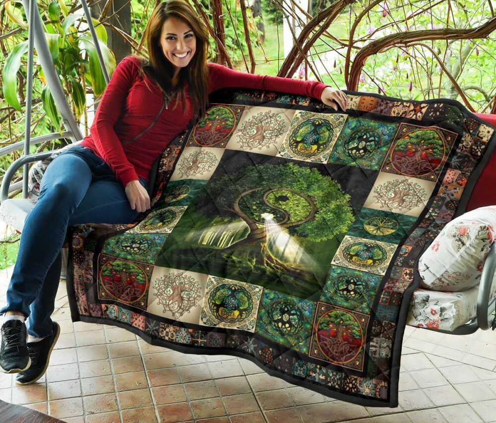 Yin Yang Tree of Life Quilt Blanket For Yoga Lover