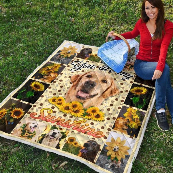 you are my sunshine sunflower golden retriever quilt blanket qfv2k