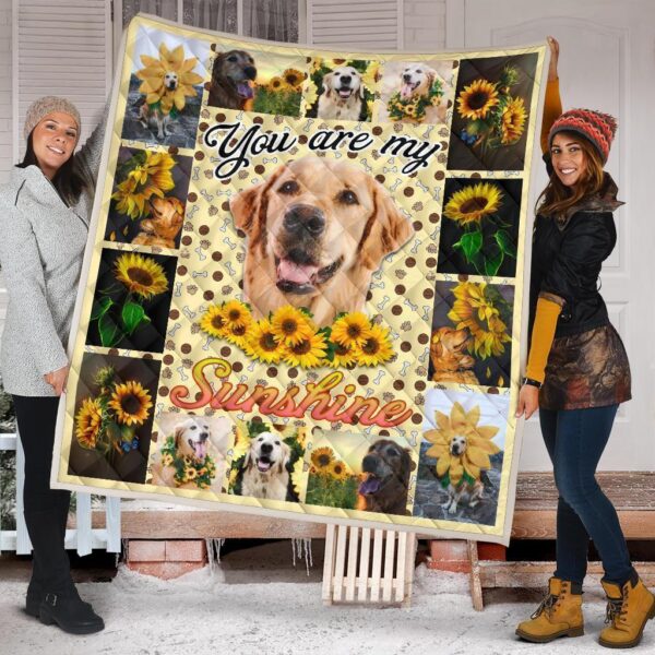 you are my sunshine sunflower golden retriever quilt blanket ukoqi