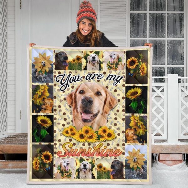 you are my sunshine sunflower golden retriever quilt blanket v11wk