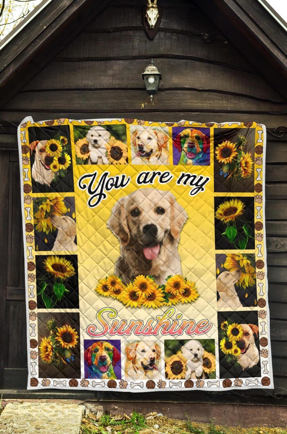 You Are My Sunshine Sunflower Labrador Quilt Blanket