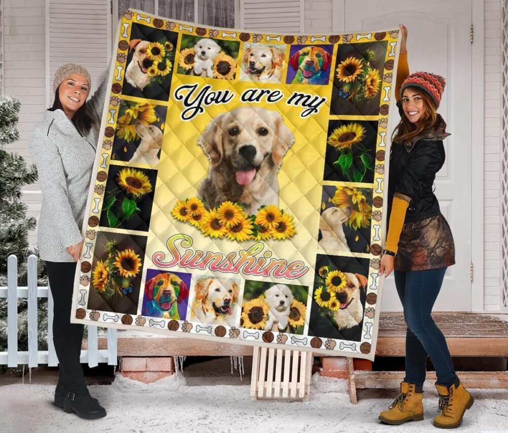 You Are My Sunshine Sunflower Labrador Quilt Blanket