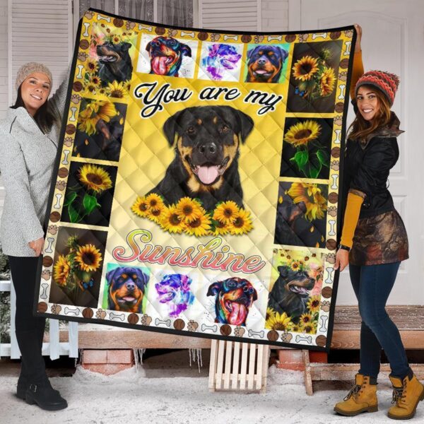 you are my sunshine sunflower rottweiler quilt blanket af6bm