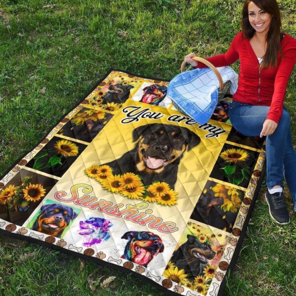 you are my sunshine sunflower rottweiler quilt blanket ddfwd