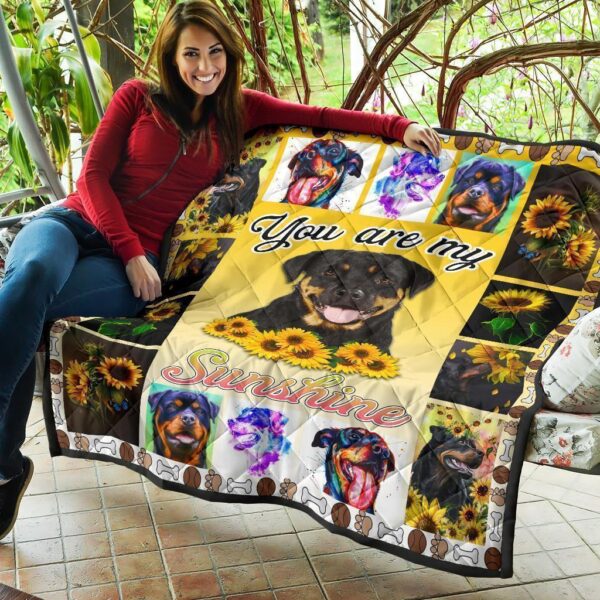 you are my sunshine sunflower rottweiler quilt blanket eefeh