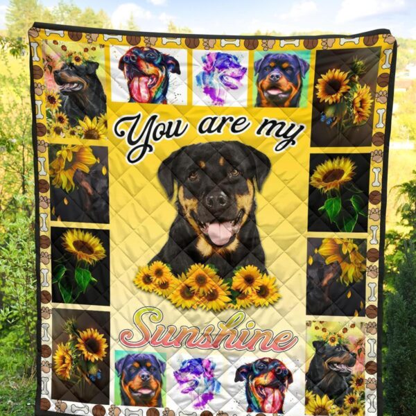 you are my sunshine sunflower rottweiler quilt blanket ktoda