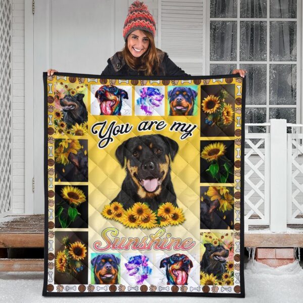 you are my sunshine sunflower rottweiler quilt blanket xyoio