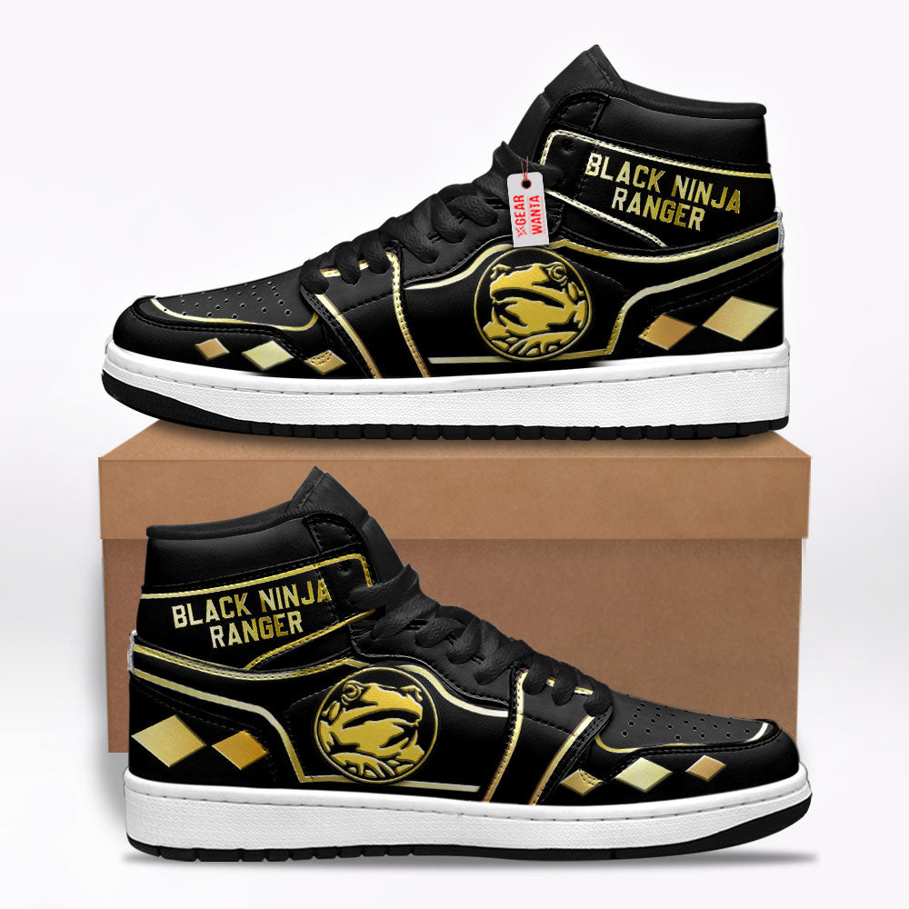 Ninja Black Ranger Mighty Morphin Shoes Custom Sneakers