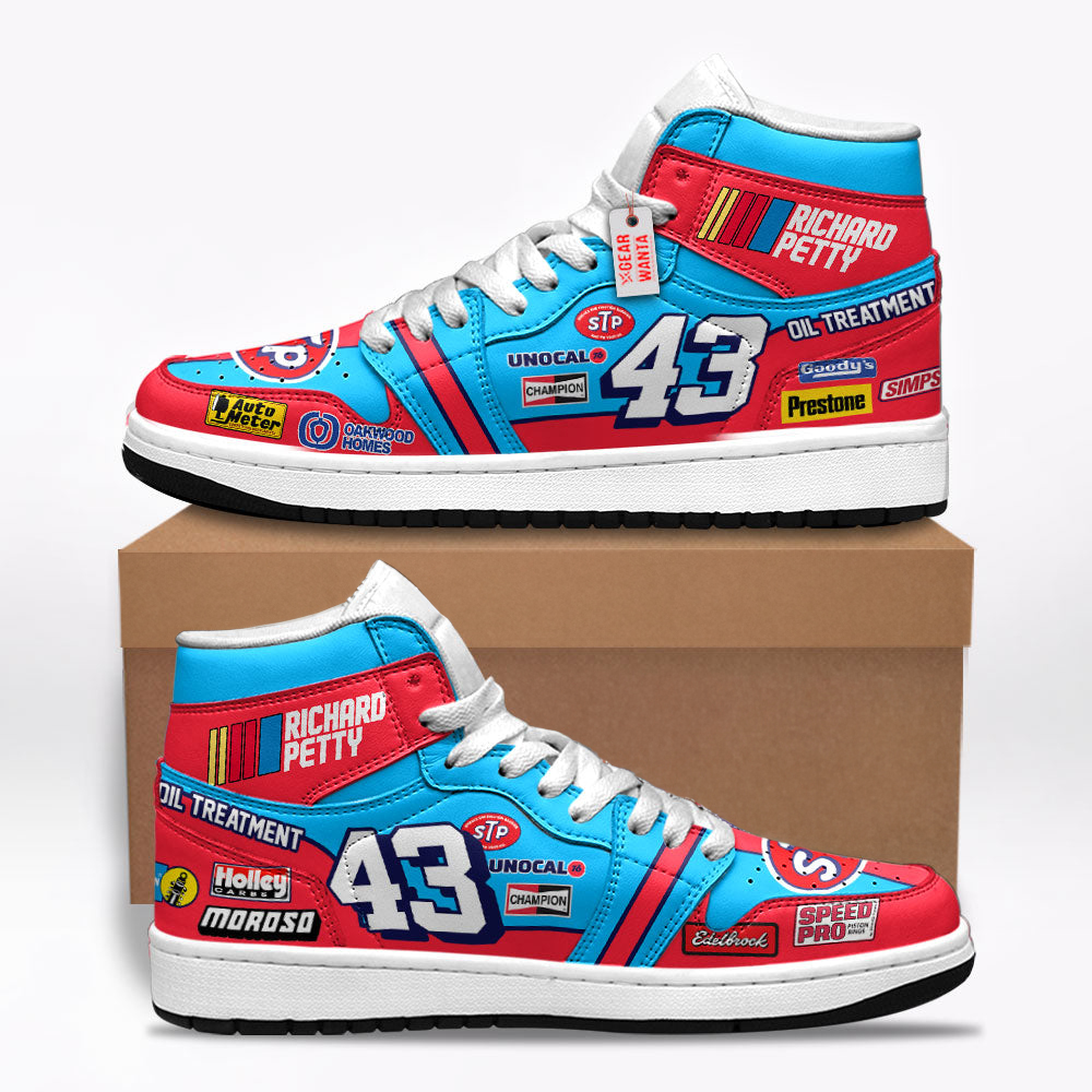 Richard Petty Shoes Custom #43 Cars Race Sneakers Richard Petty Shoes Custom #43 Cars Race Sneakers